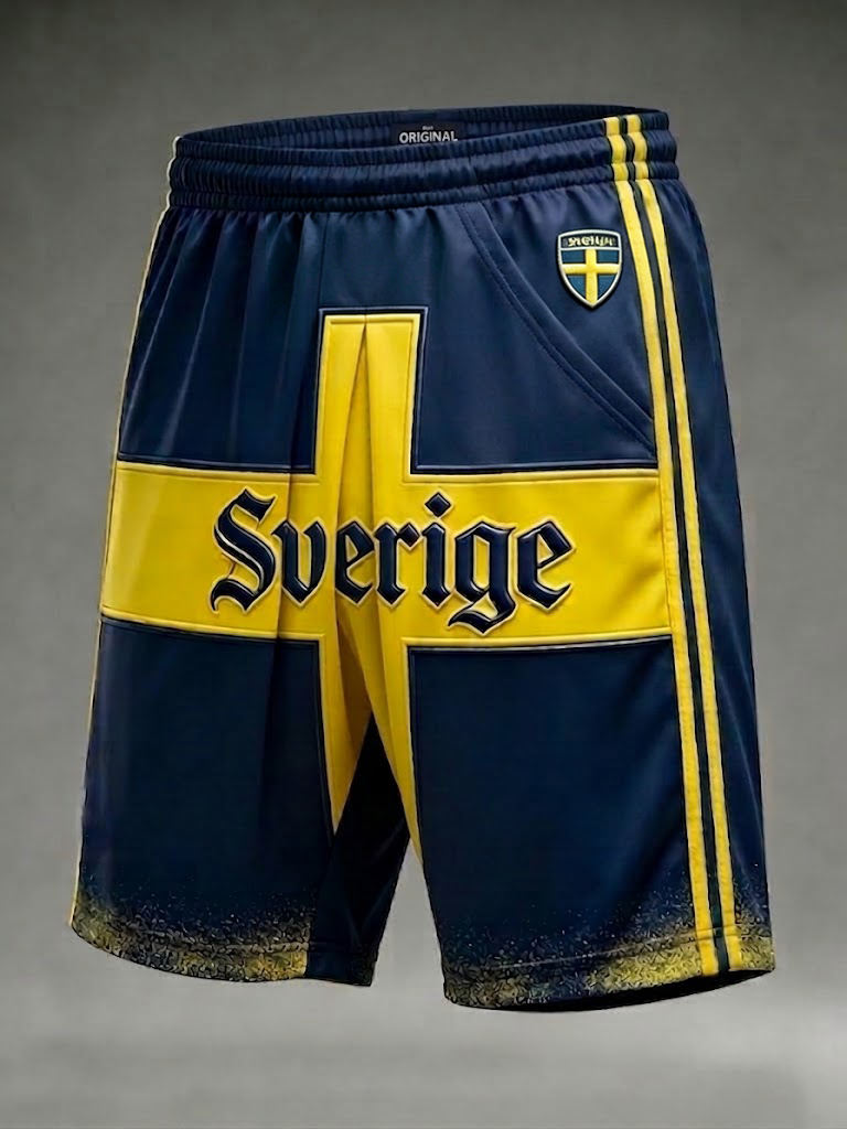 Herr Retro Svenska Fotboll Casual Shorts Byxor