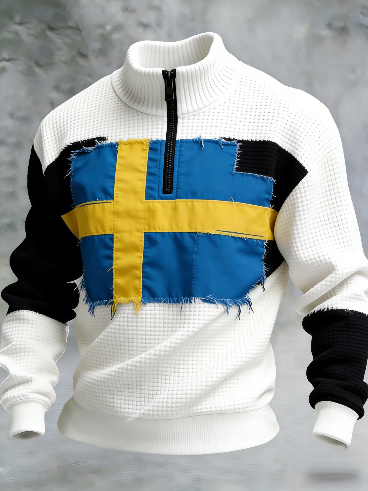 Men's Retro Swedish Trays Art Printed Waffle Sweaters