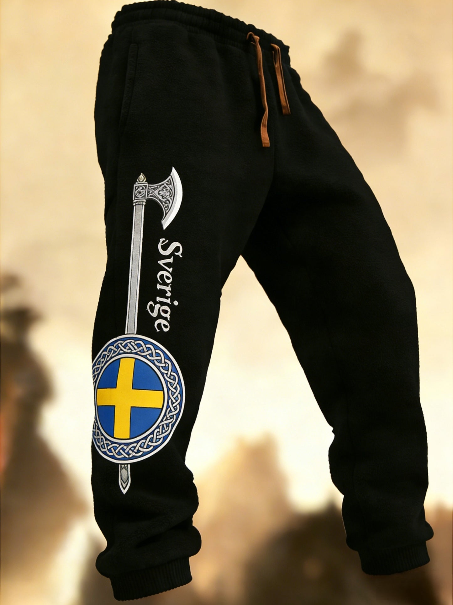 Men's Vintage Swedish Badge Art Printed Trousers