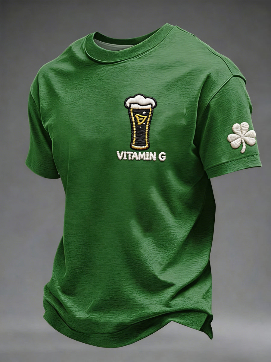 Men's Funny St. Patrick's Day Vitamin G Beer Short Sleeve T-Shirt