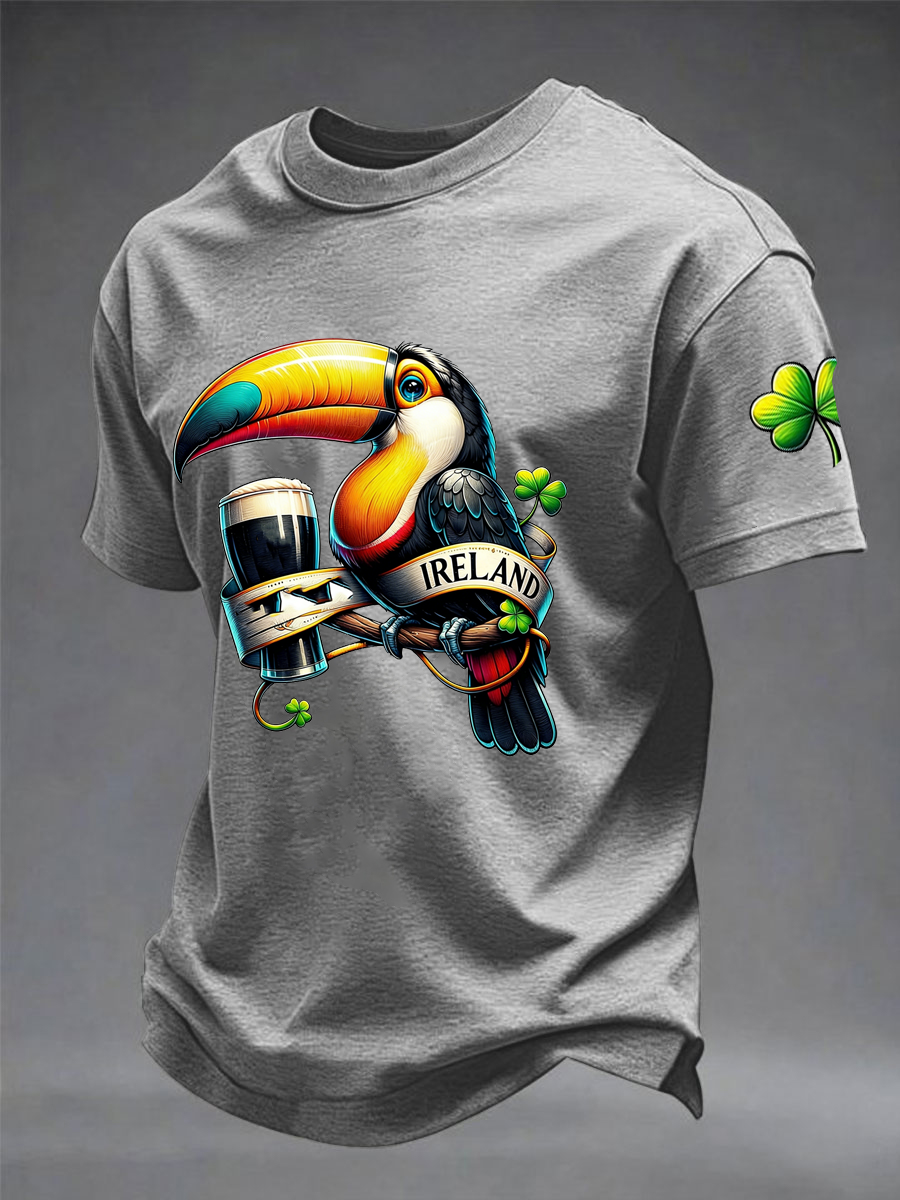Men's St. Patrick's Day Printed Imitation Cotton Short Sleeve T-Shirt