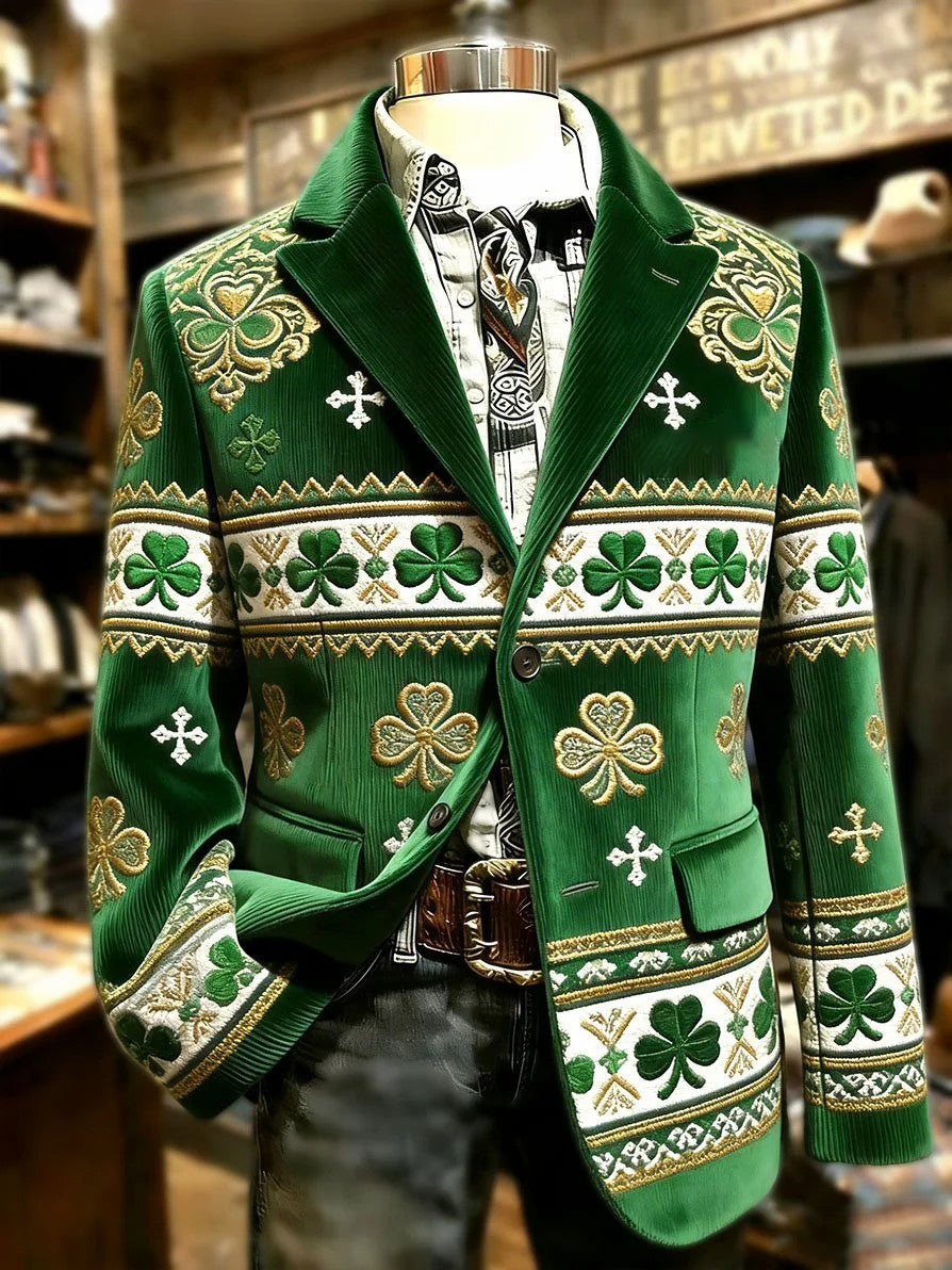 Mäns St. Patrick's Day Print Casual Lapel Dryg