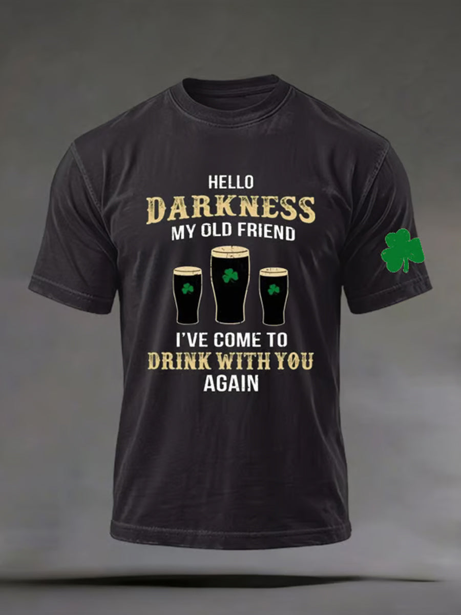Mans T-shirt med tryckt St. Patrick's Day-motiv för vardagsbruk