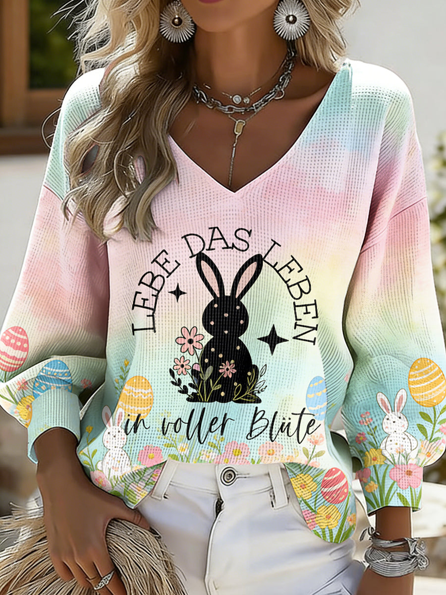 Women's Easter Printed Long Sleeve Shirt