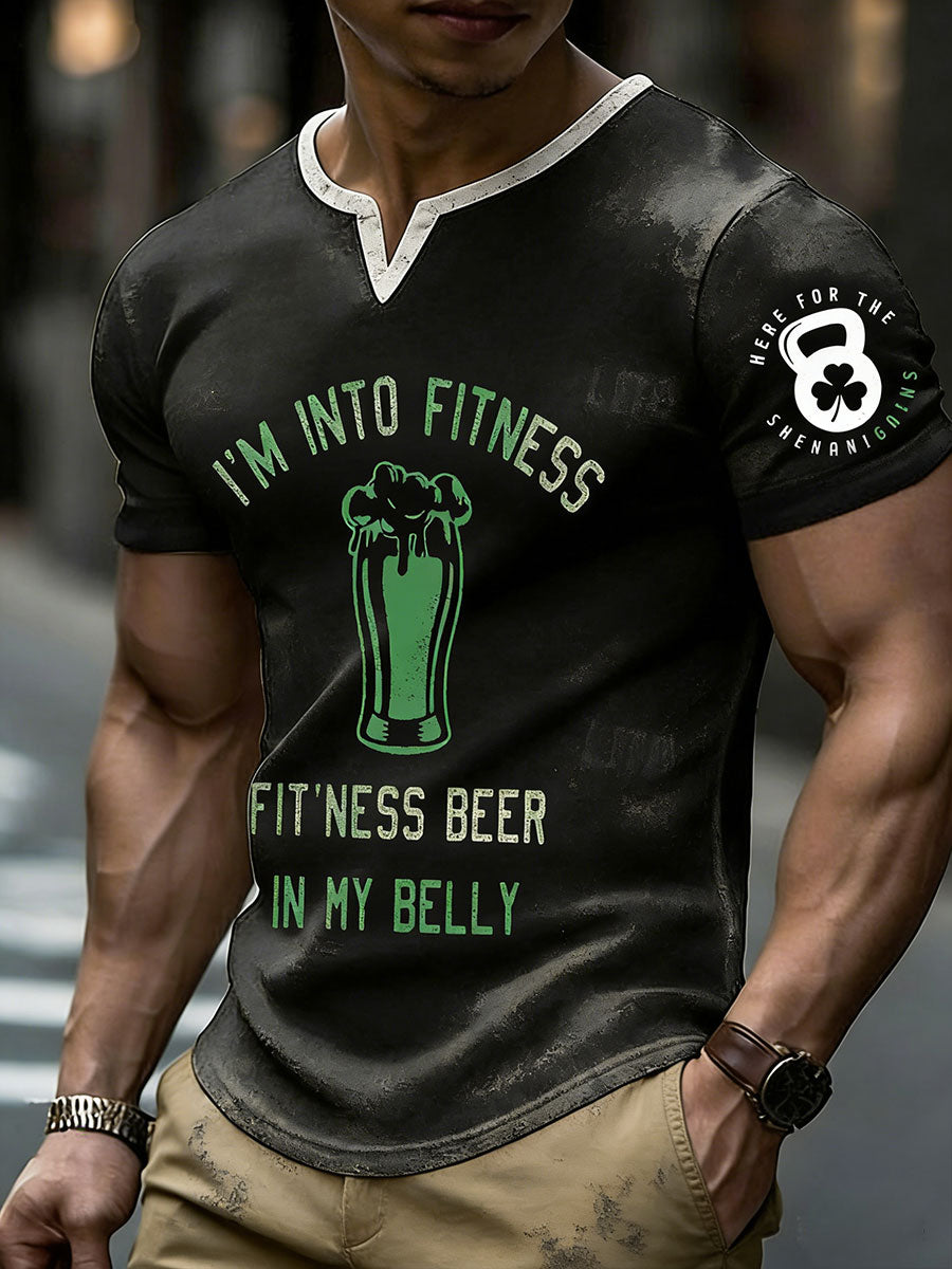 Mäns roliga St.patrick's Day Fitness Lover Printed T-shirt