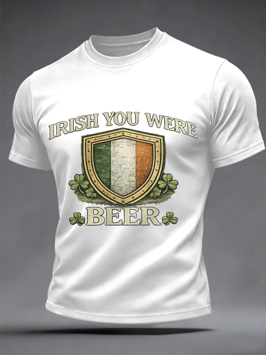 Mäns roliga St. Patrick's Day Irländska Du var öl Print Casual Tee
