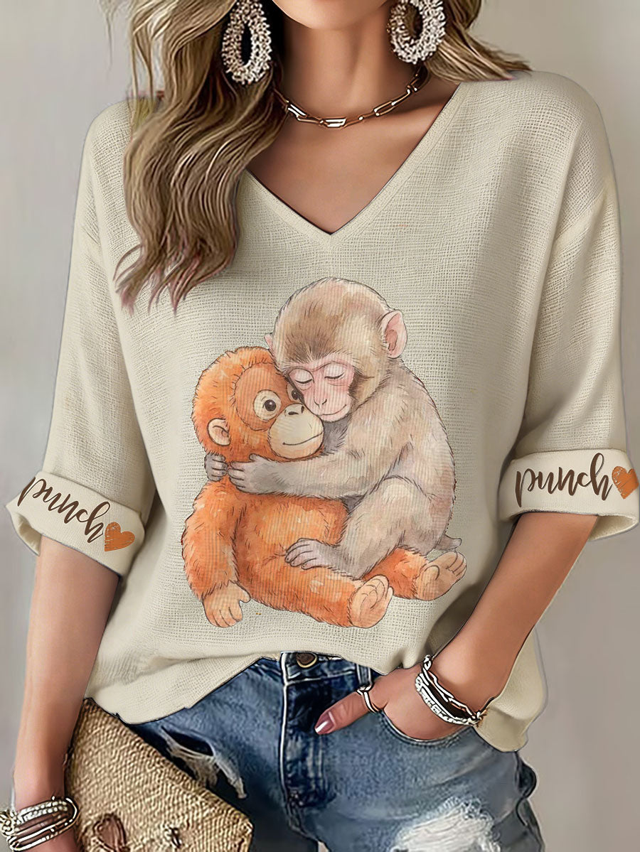 Women's Punch Monkey Brave Printed Waffle T-Shirt