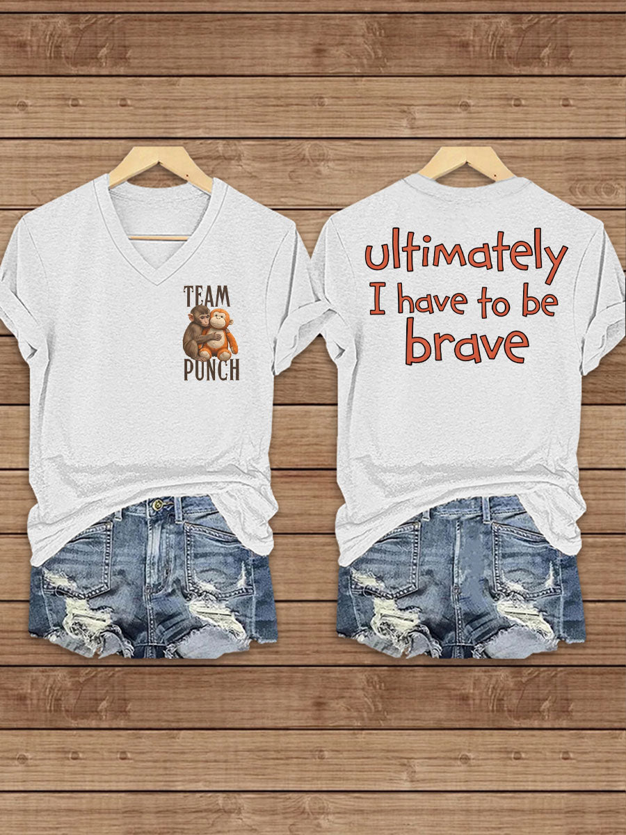 Women punch ape brave printed T-shirt