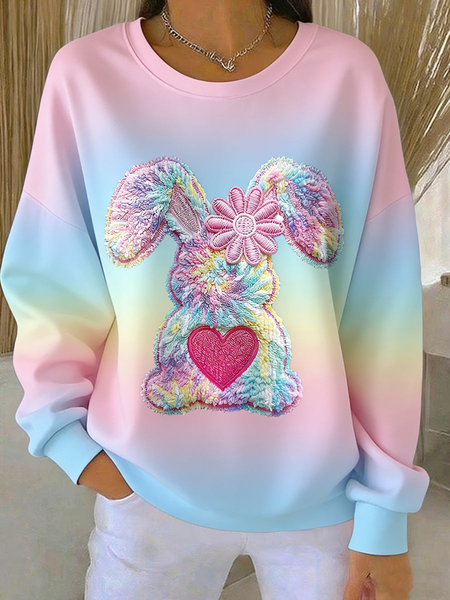 Women's Easter Bunny Printed Casual Sweatshirt