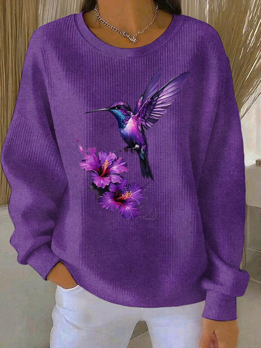 Women's Purple Graphic Print Casual Sweatshirt