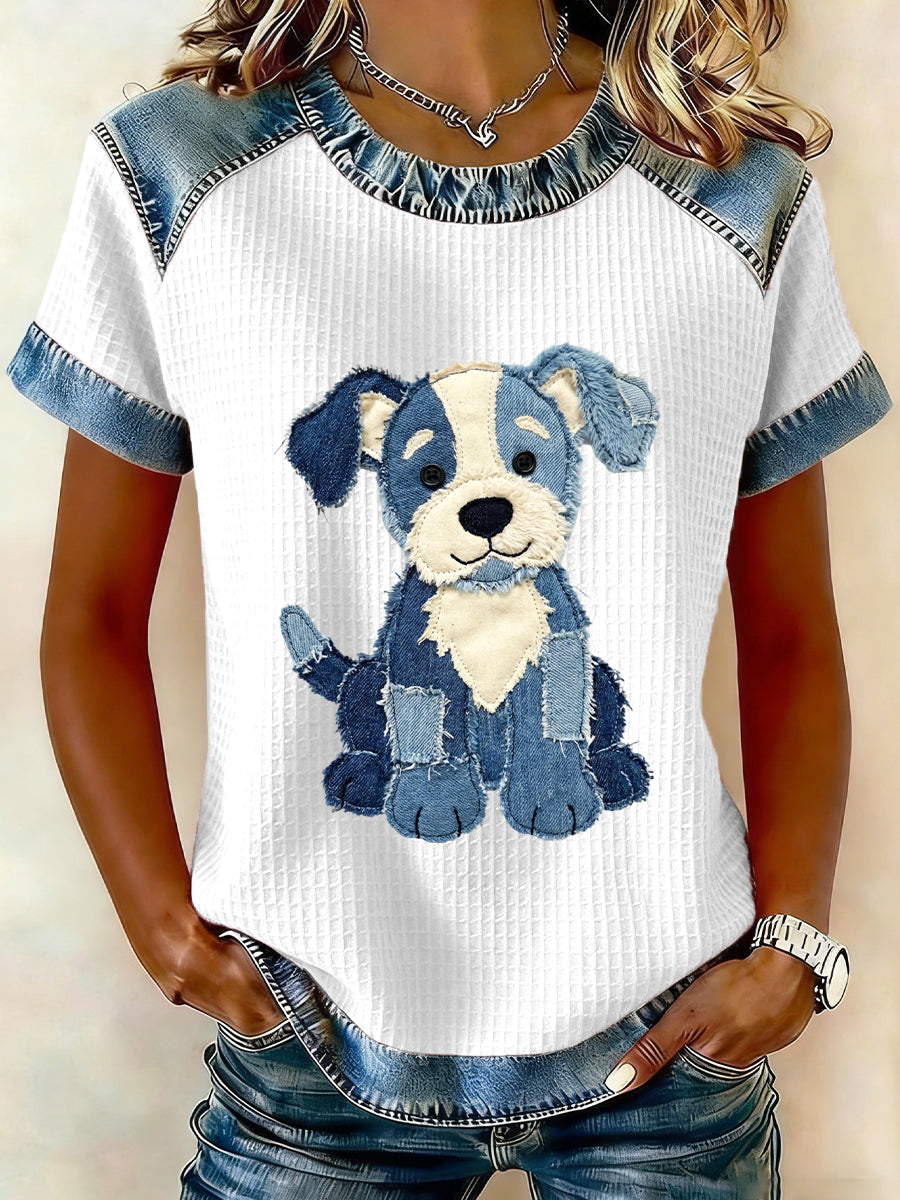 Women's beautiful dog pattern design art top