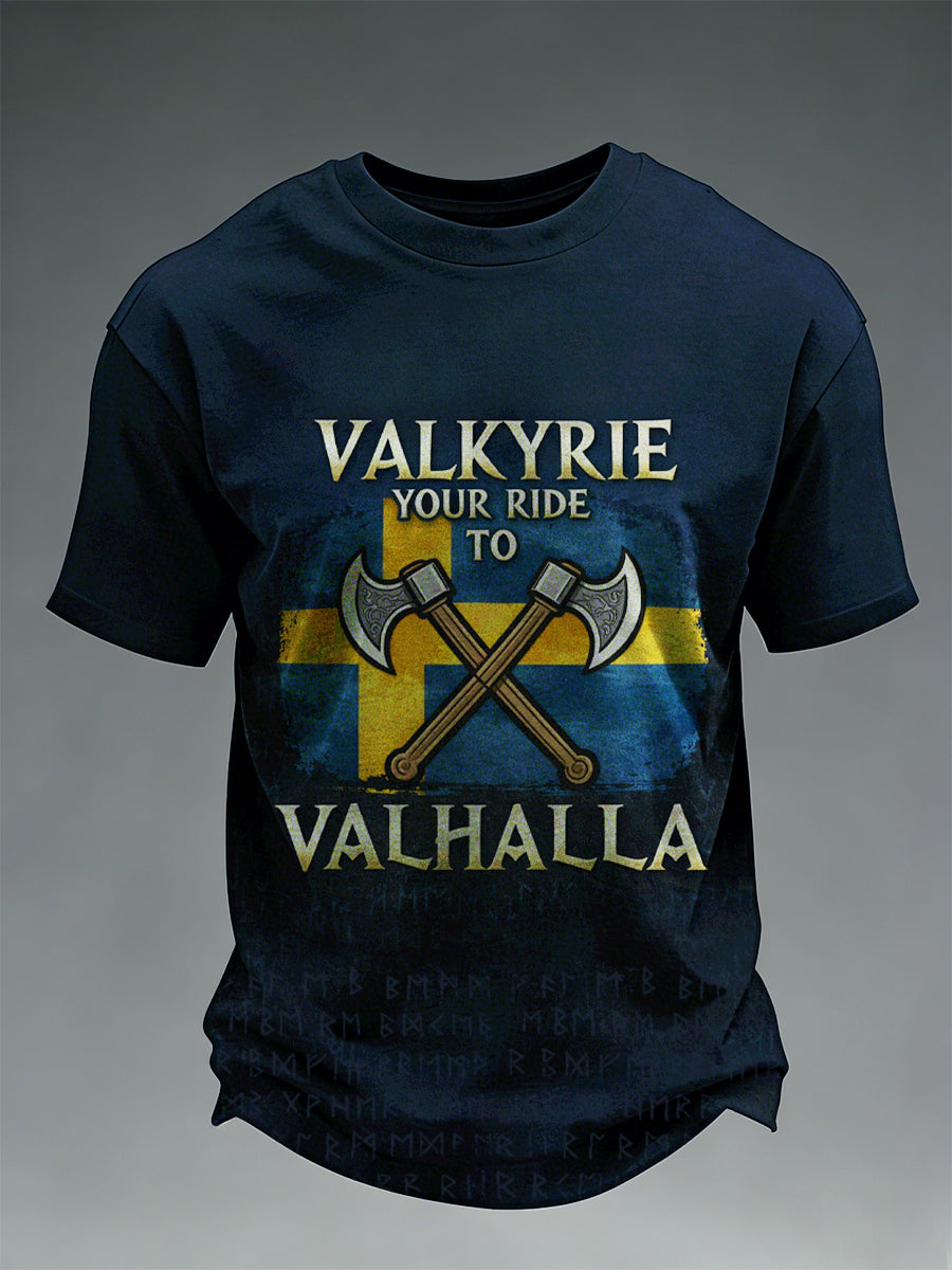 Valkyrie Your Turn To Valhalla Viking Sweden Printed T-Shirt