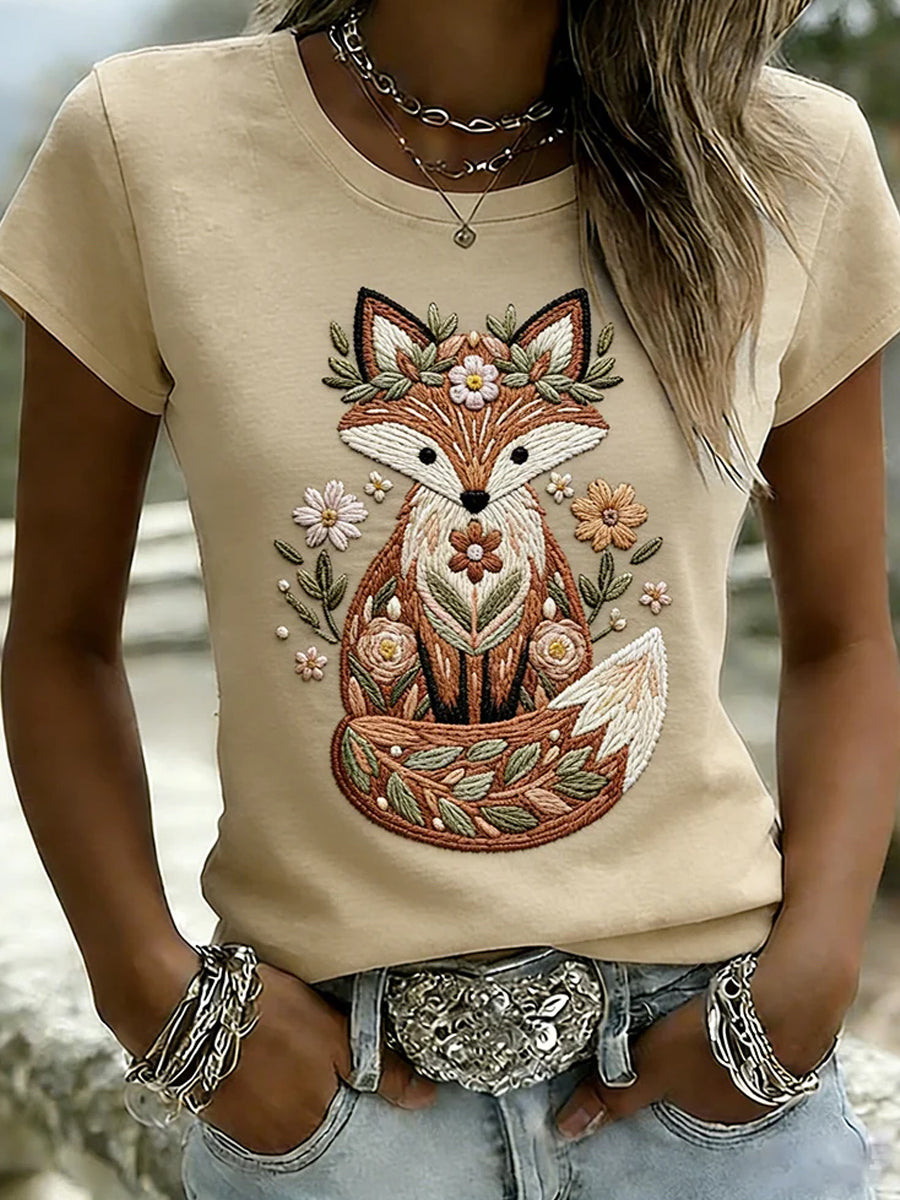 Women's Retro Animal Art Print Casual Comfort T-Shirt