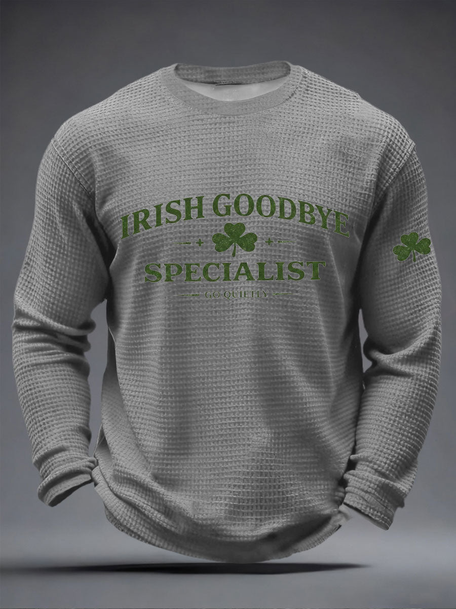 Men's Irish Farewell Waffle Print Casual T-Shirt