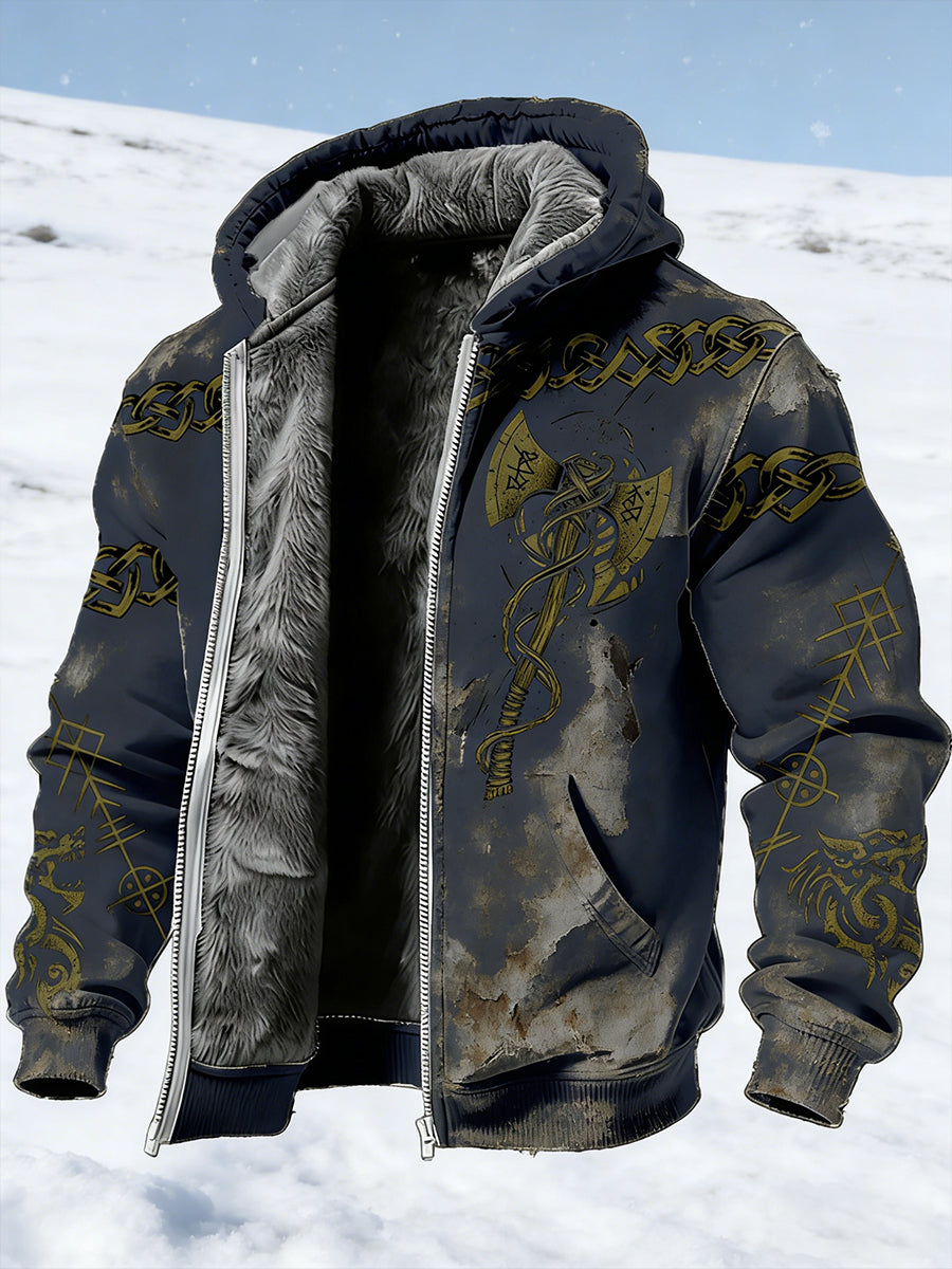 Men's Viking-style Printed Fleece Jacket
