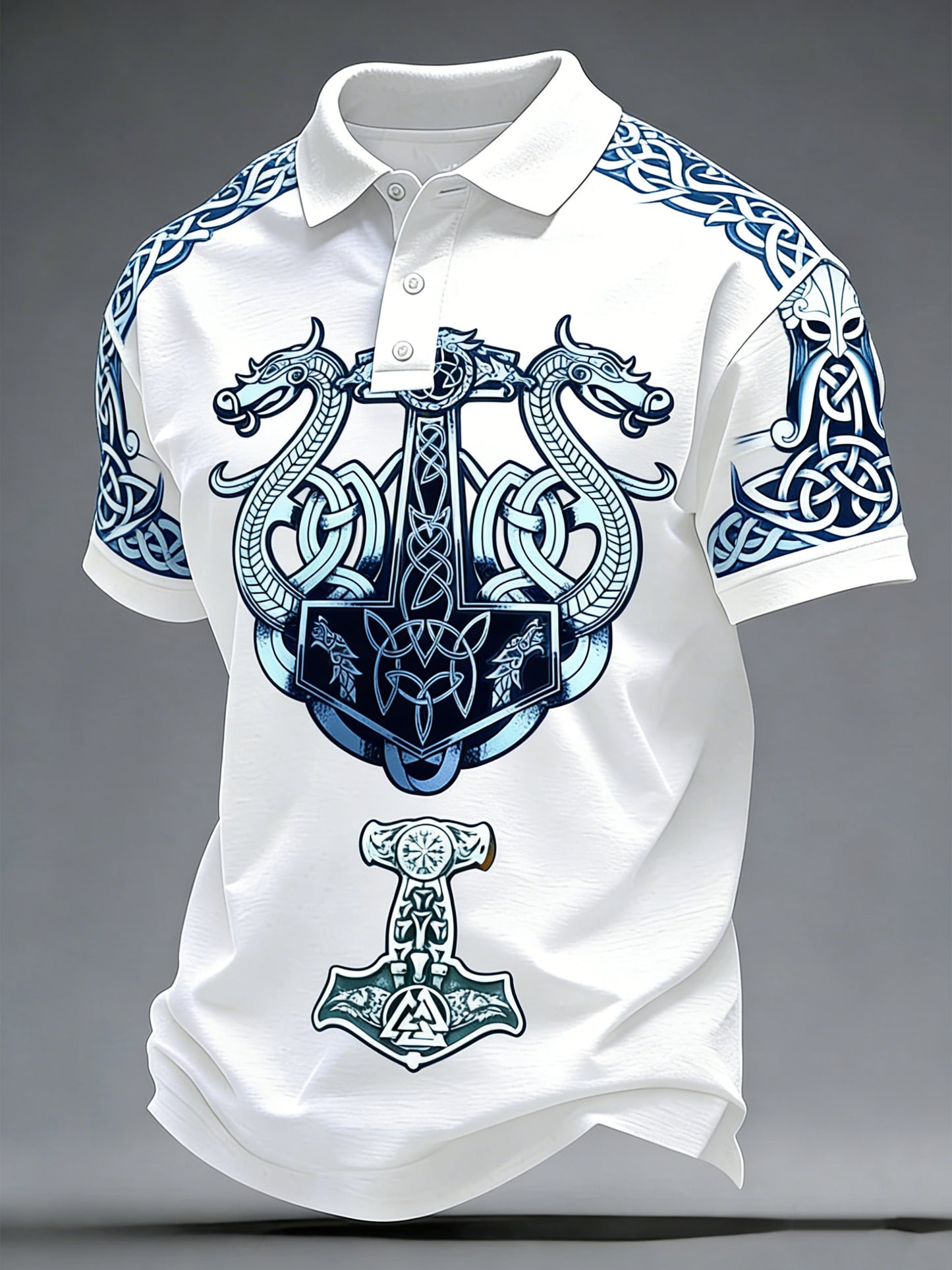 Men's polo shirt with Swedish Viking print