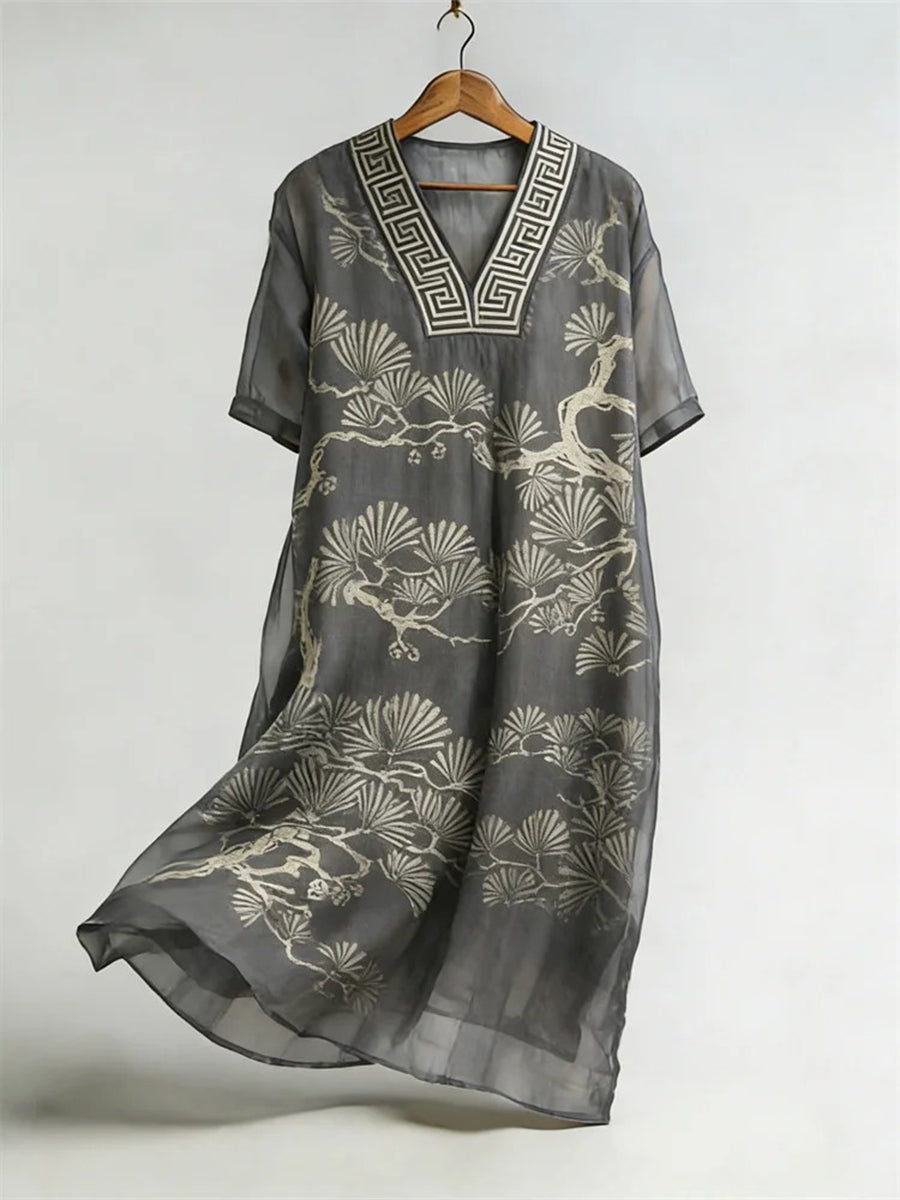 Women's Classic Japanese Landscape Art Line Dress