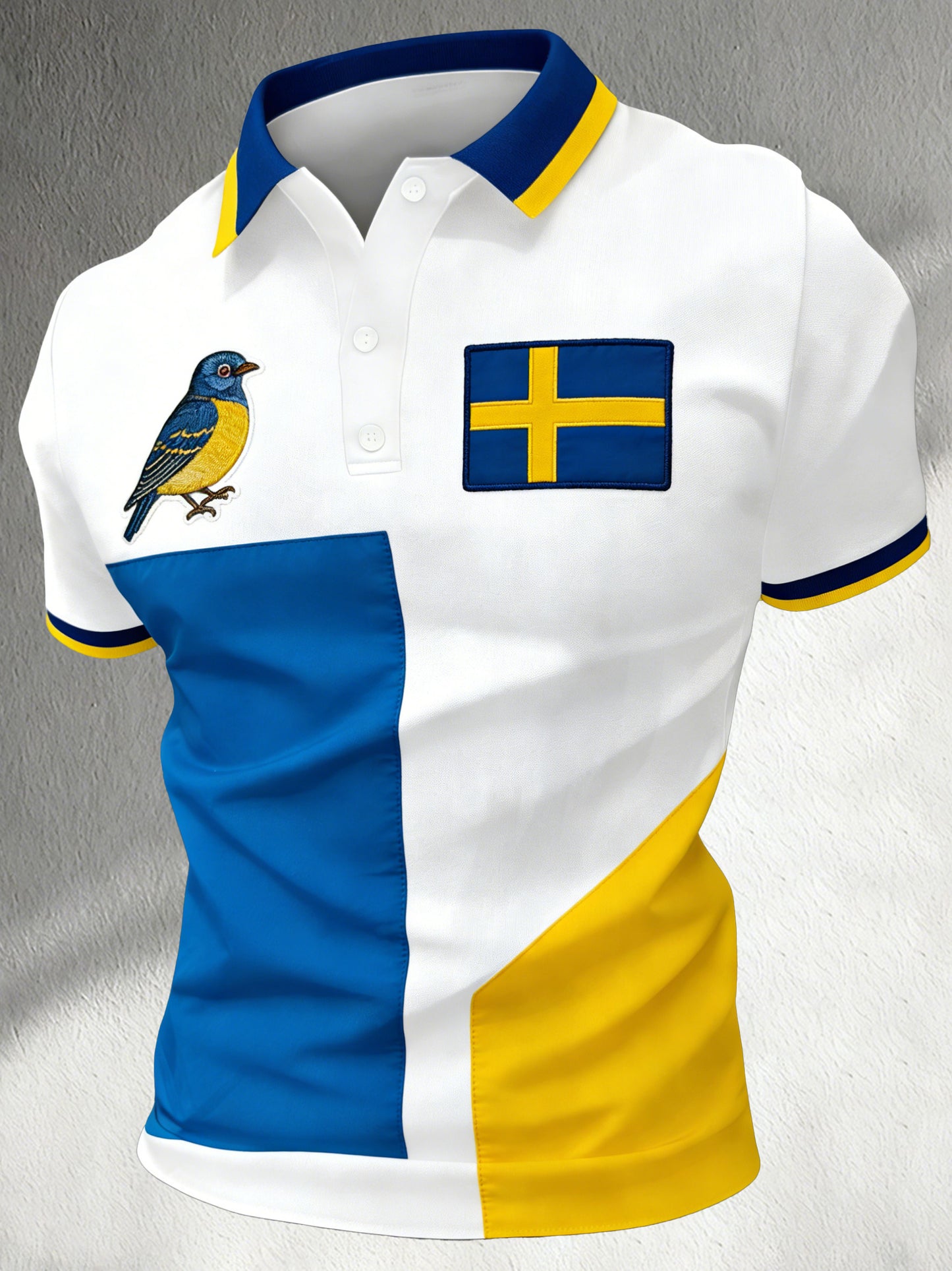 Men's Polo Shirt in Art Print with a Medley of National Flags and Color Scheme