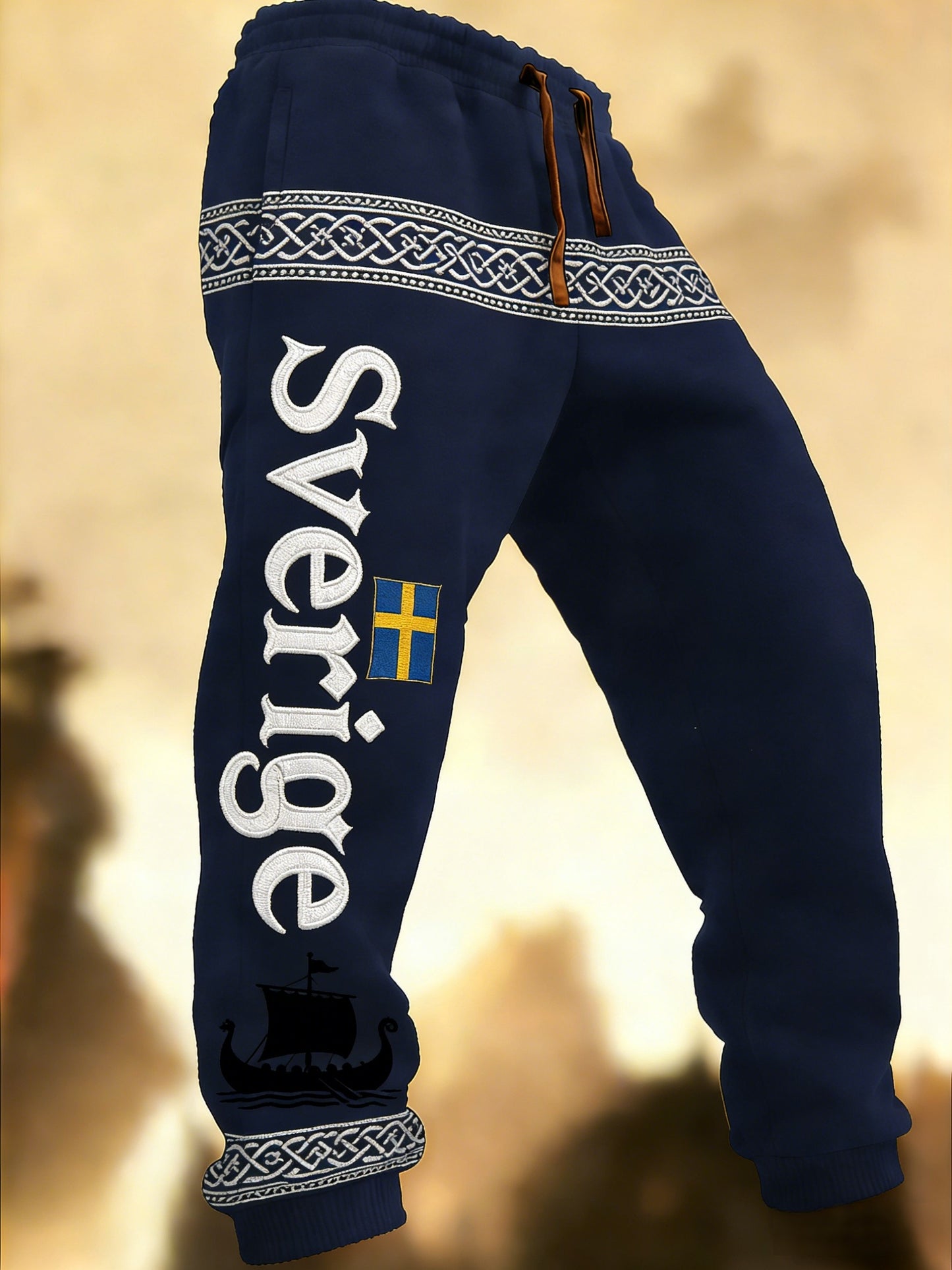 Herr Retro Viking Svensk Flagga Märke Fritidshusor