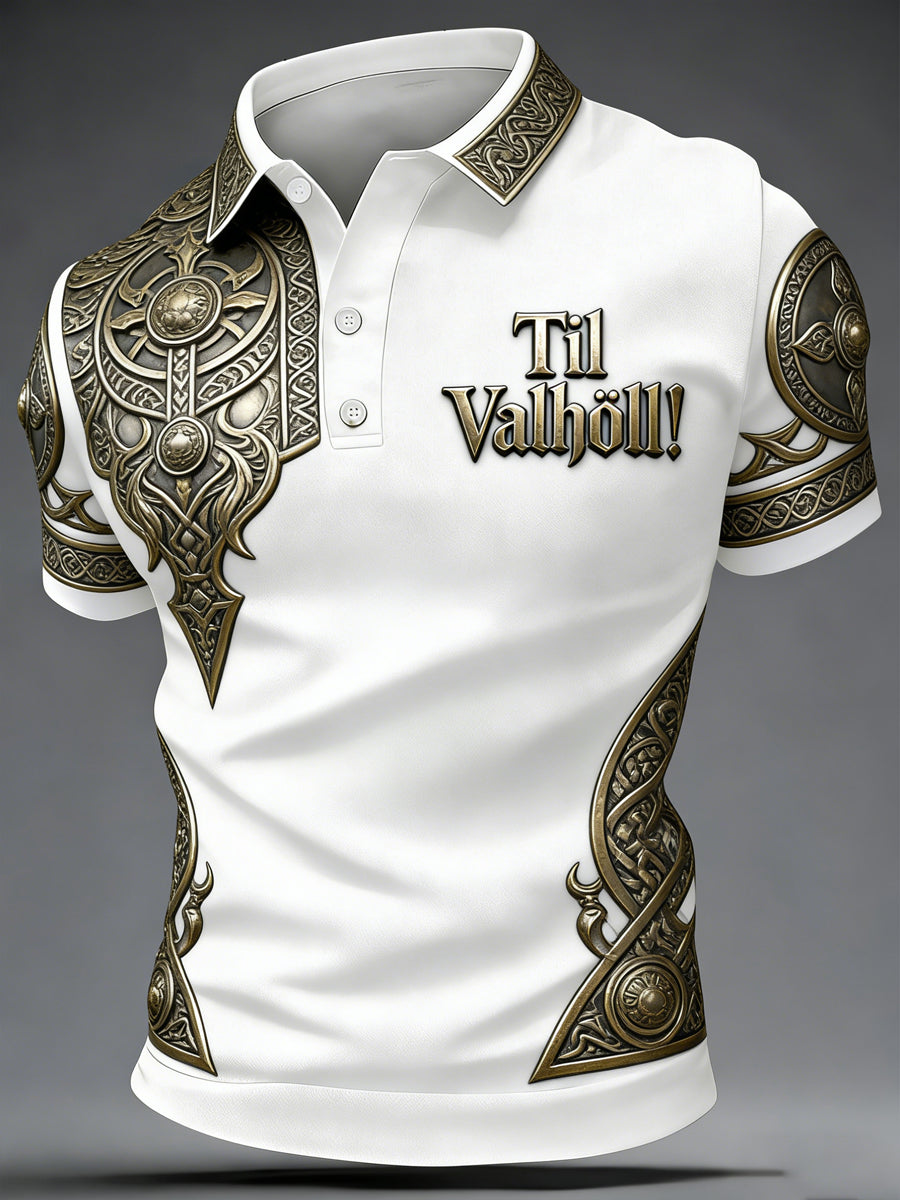 Men's Viking Style Valhalla Print Casual Top