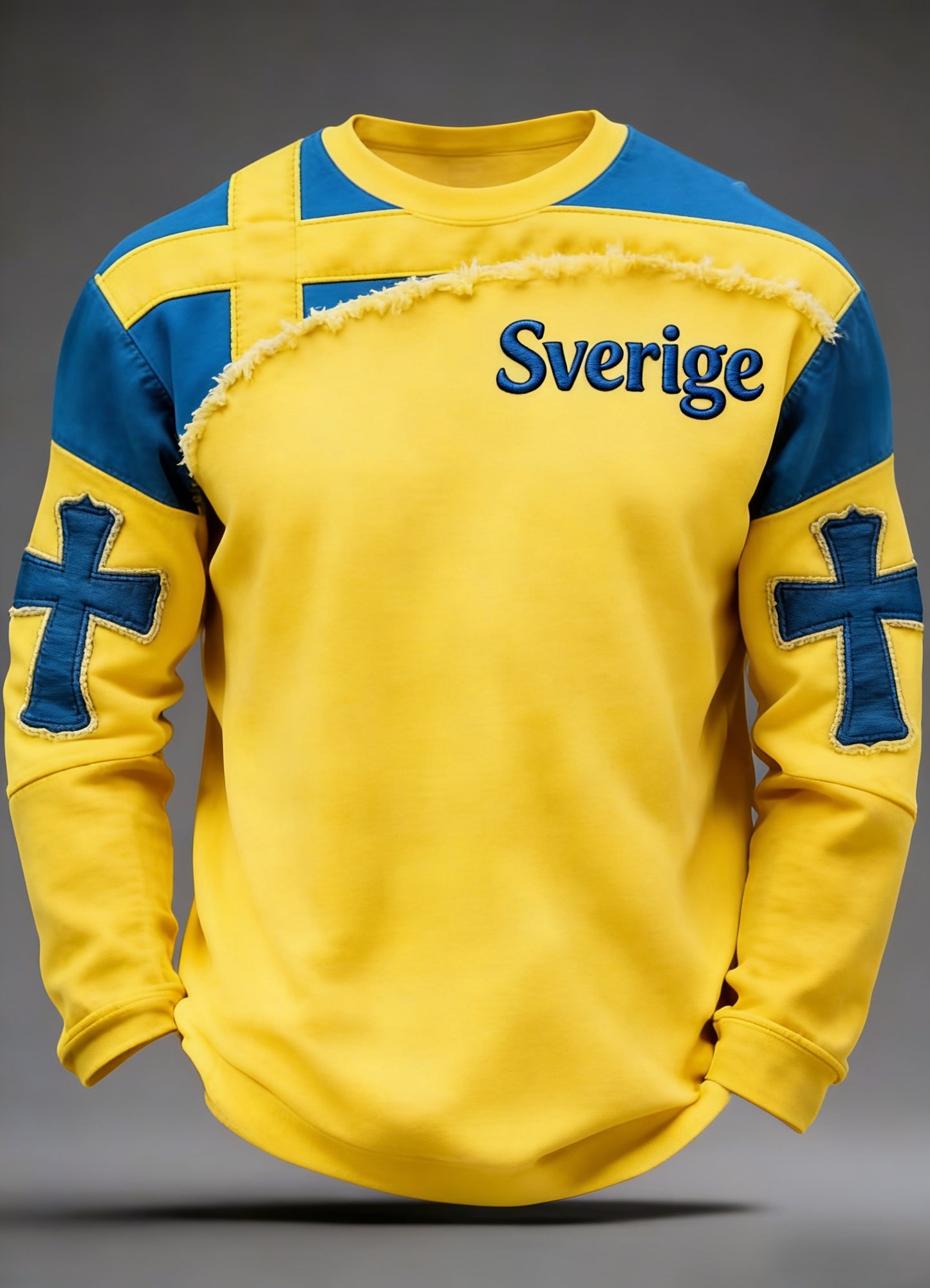 Retro Viking Swedish Flag Badge Relaxed Long Sleeve Sweatshirt