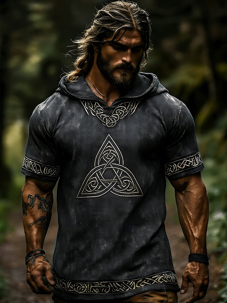 Men's Celtic retro-style hoodie with short sleeves