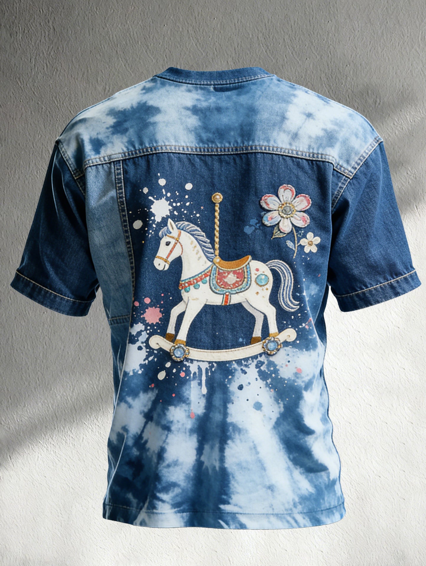 Men's sweatshirt with art print featuring a Swedish Dala horse theme