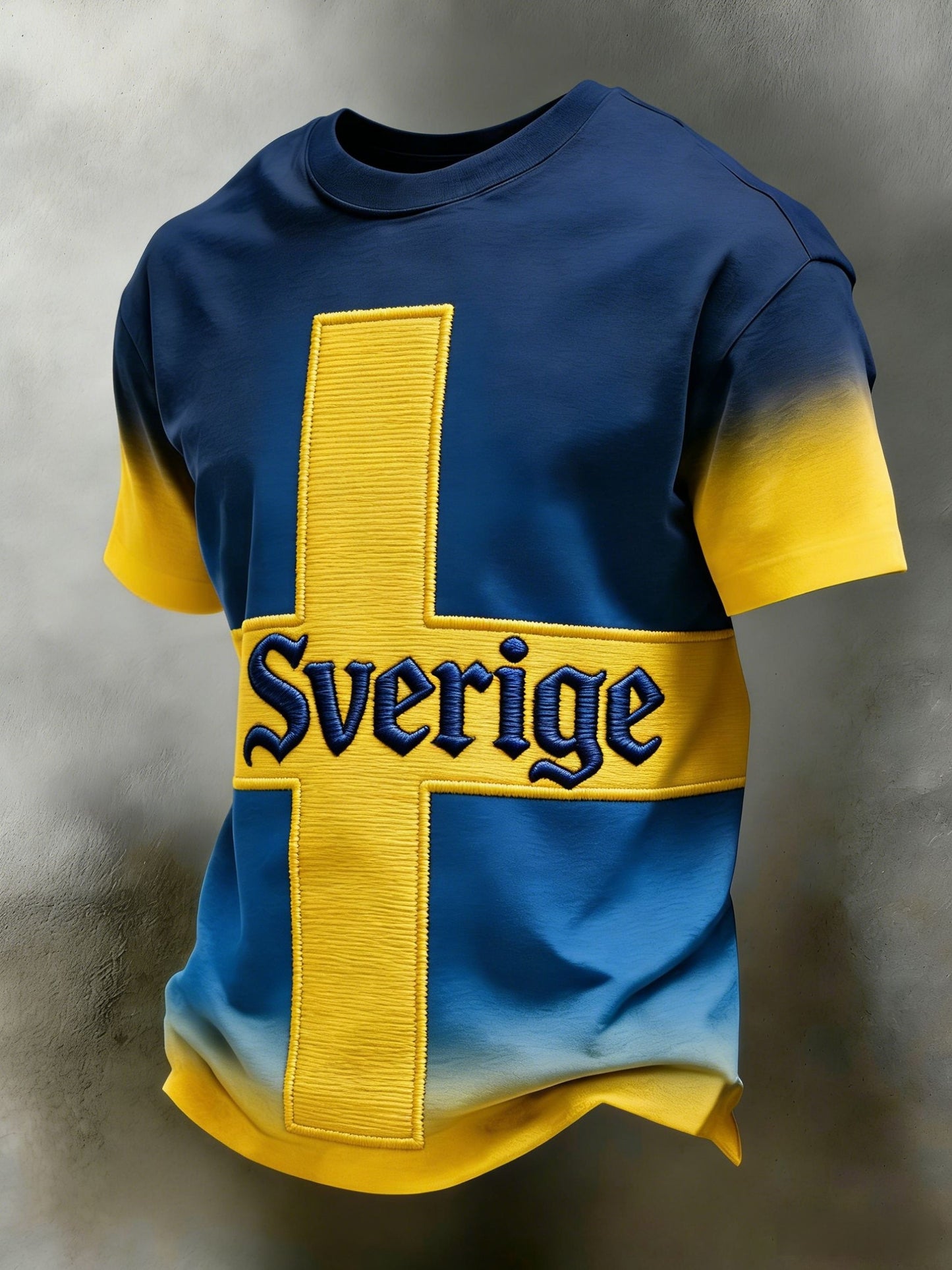 Retro Viking Swedish Flag Badge Casual Short Sleeve T-Shirt