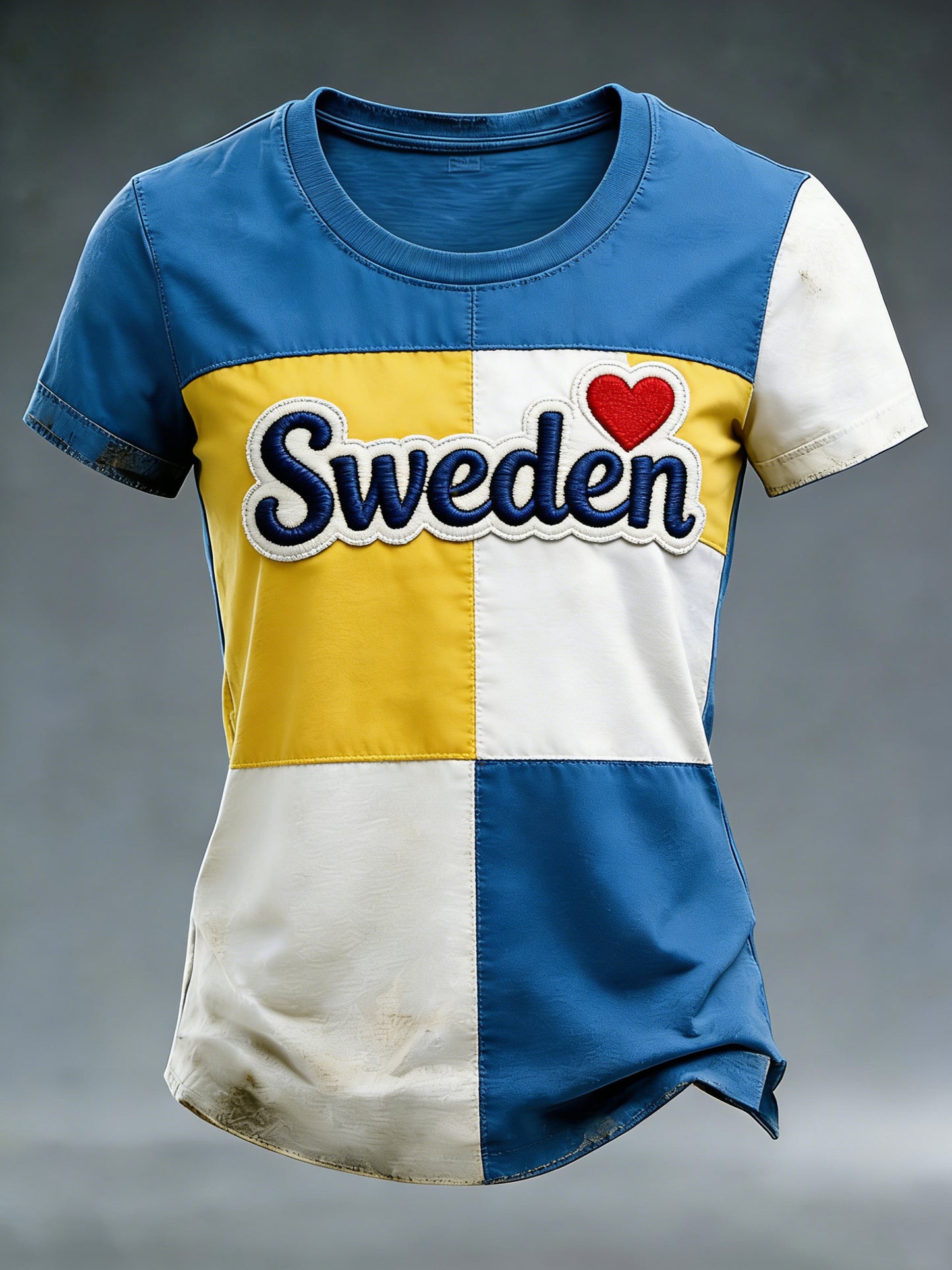 Women's Sleeveless Dala Horse Art Print T-shirt with Swedish Flag Colors