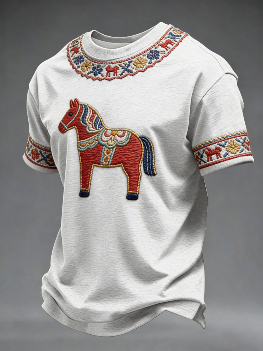 Men's Sweater with Swedish Dala Horse Art – Valhalla – Printed