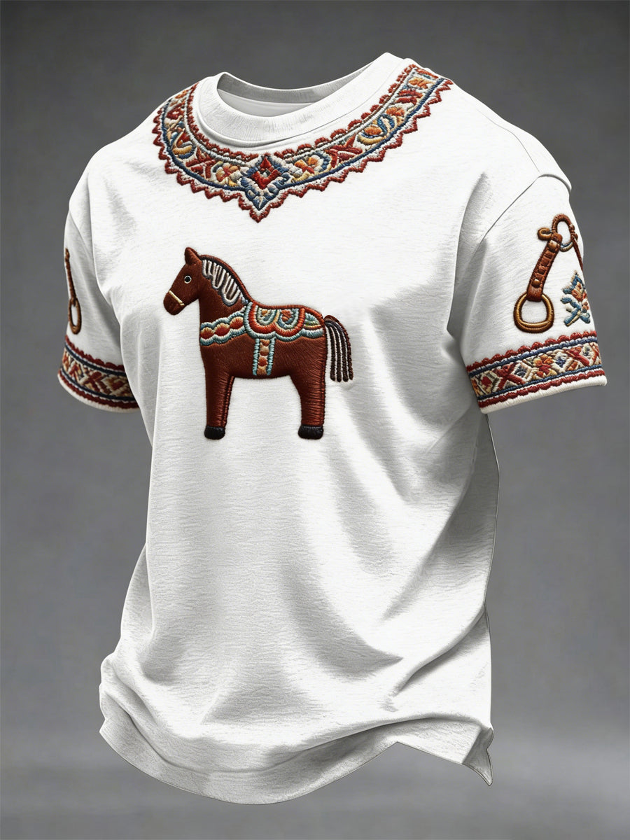 Men's Sweater with Swedish Dalecarlian Horse Art – Valhalla – Printed