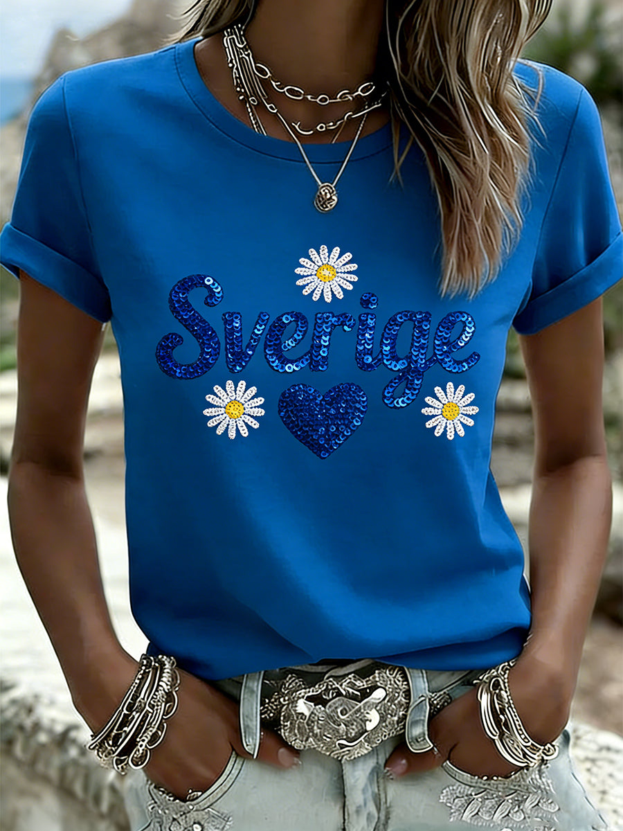 Retro Swedish Art Print Relaxed T-Shirt