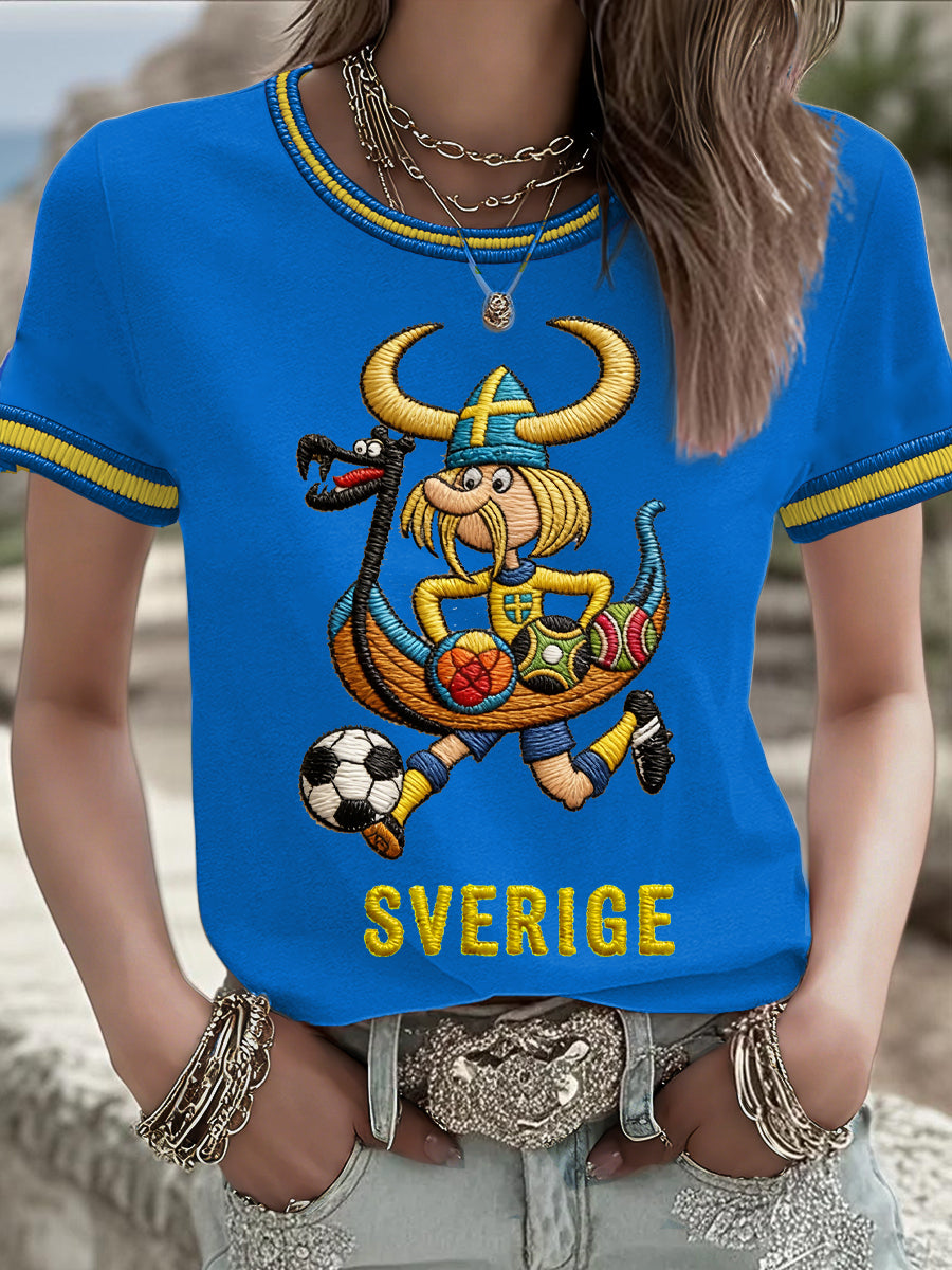 Women Sweden Football Lovers Printed T-shirt
