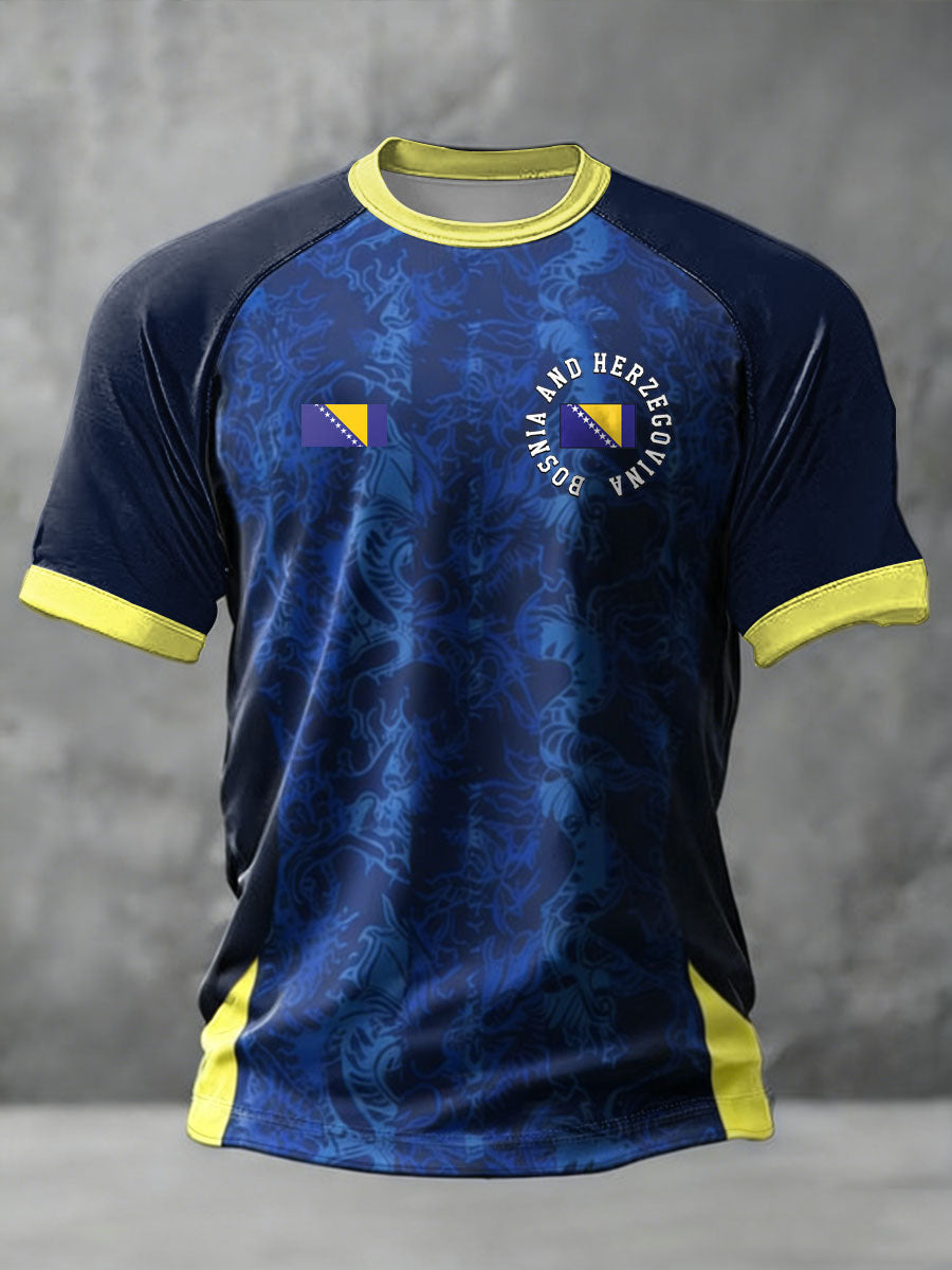 Mäns Bosnien ZMAJEVI Fotboll Lover Tryckt kort ärm t-shirt