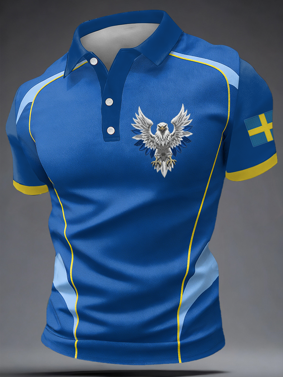 Embroidered Swedish Eagle Design polo shirt