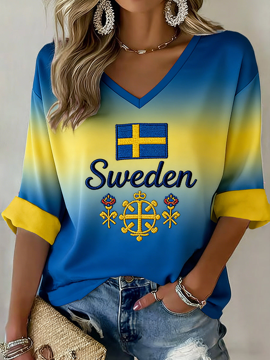Retro svensk konstinspirerad tryckt ledig topp