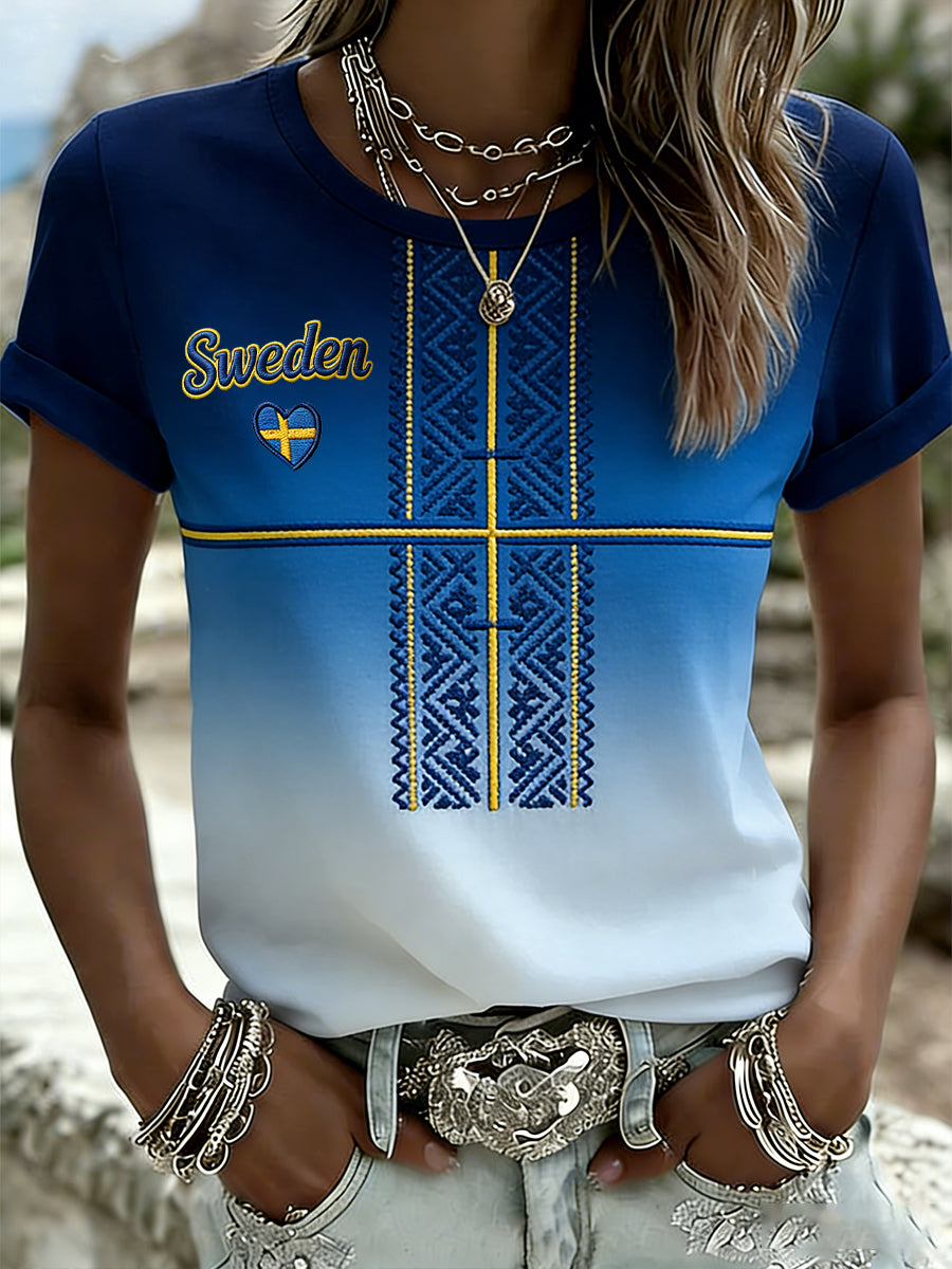Retro svensk konstinspirerad tryckt ledig topp