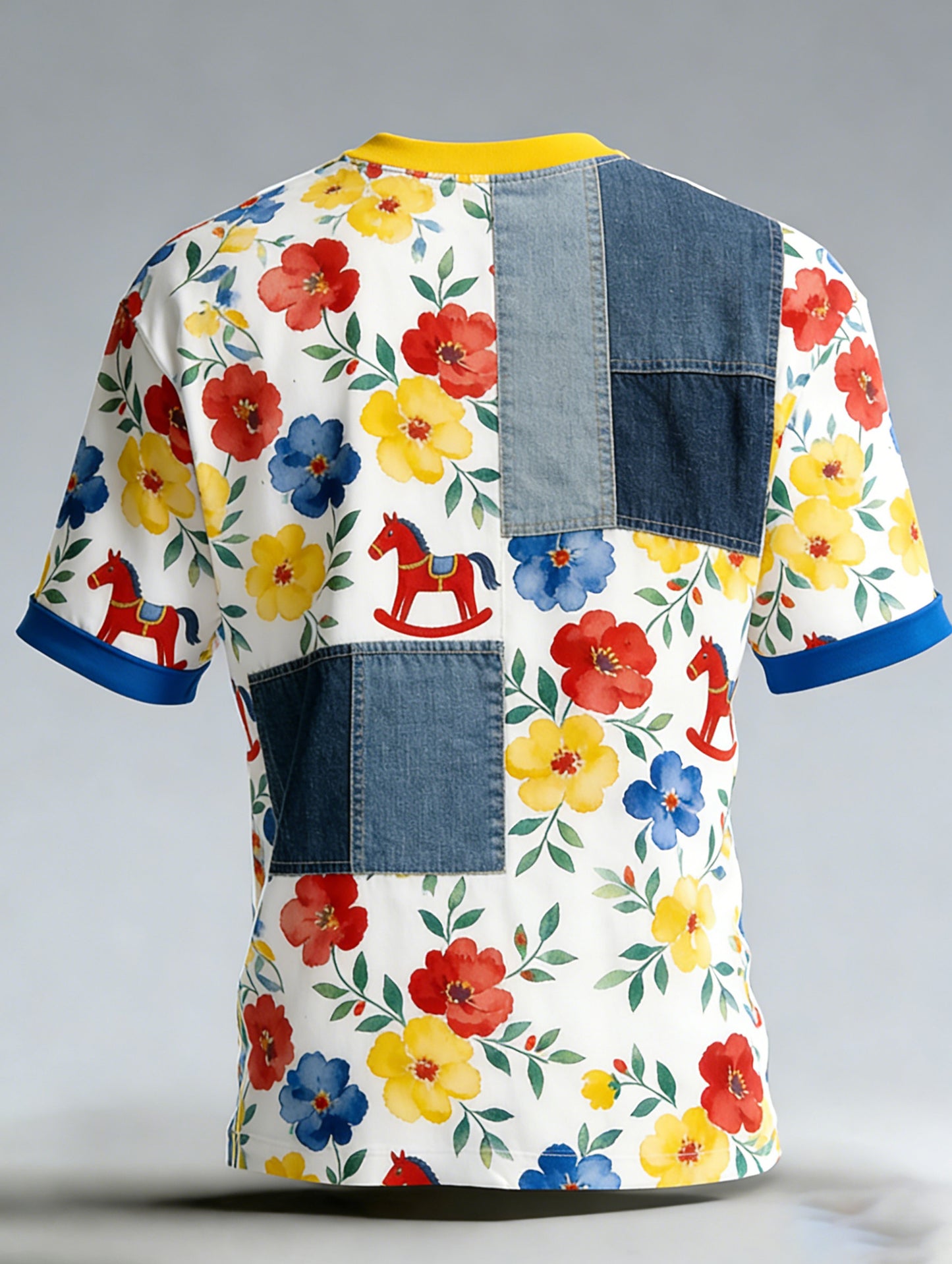 Men's V-neck sweater, Swedish Midsummer greeting, Dalecarlian horse motif, and football print