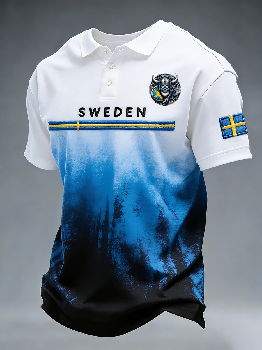 Retro svensk konststilstryck avslappnad polotröja