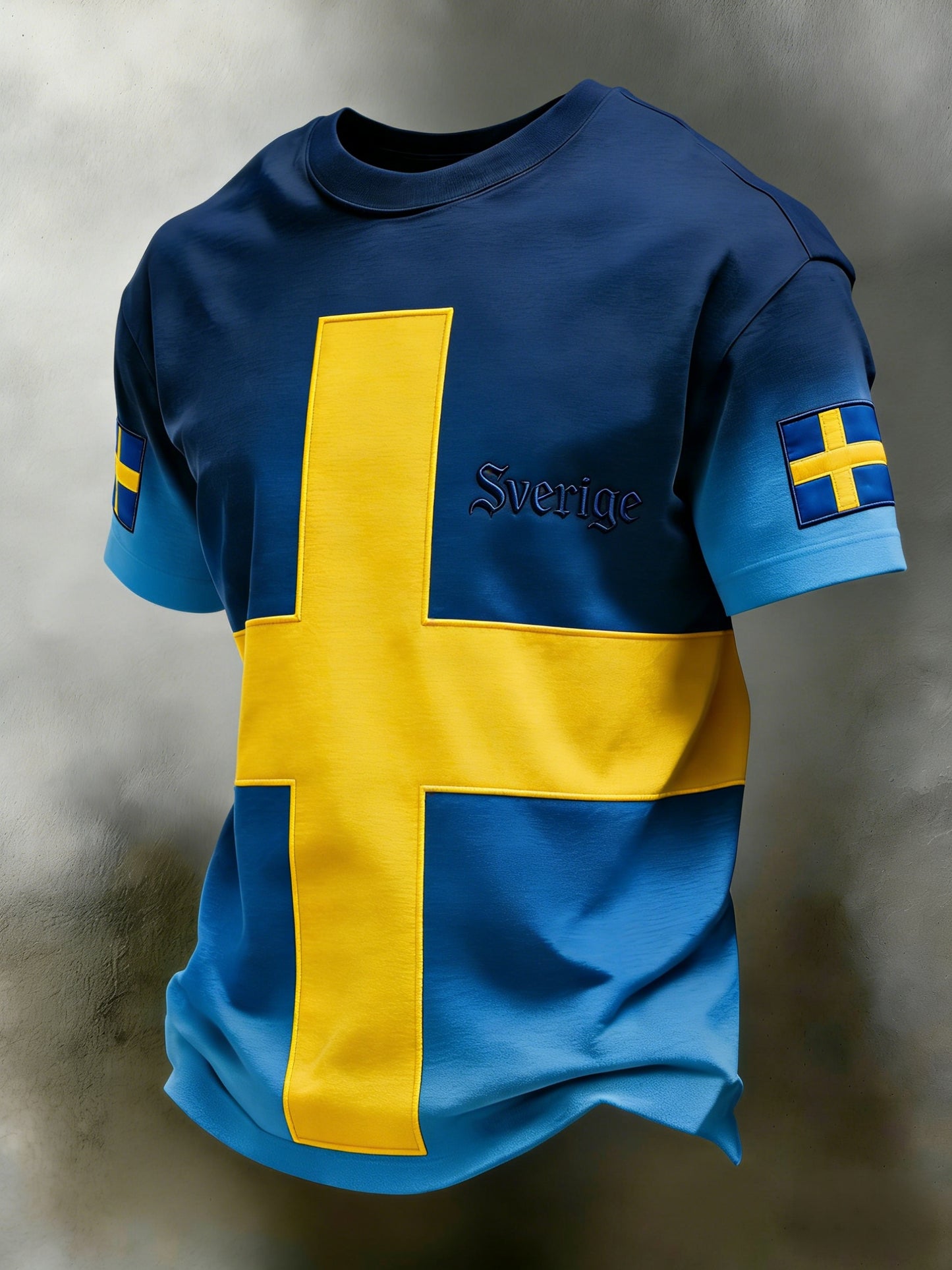 Retro Viking Swedish Flag Badge Casual Short Sleeve T-Shirt