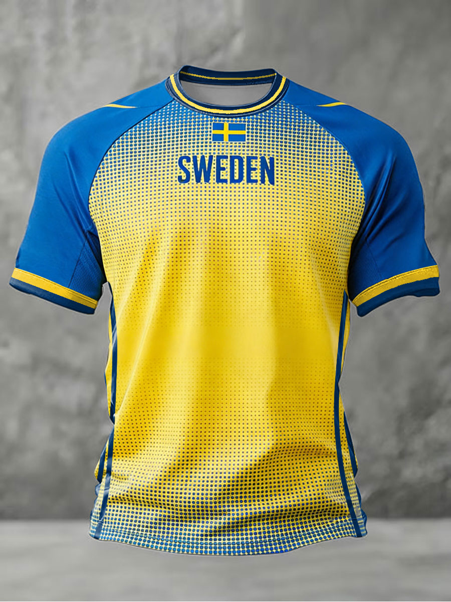 Herrarnas svensk fotbollslärd tryckt kortärmad t-shirt
