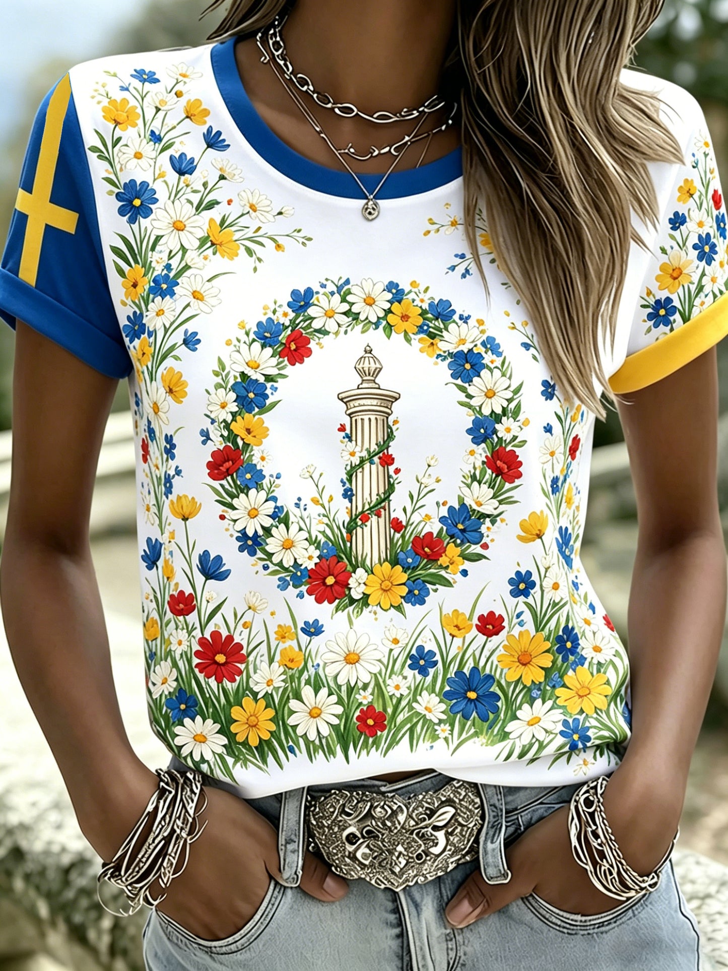Ladies' Swedish Midsummer Festival Souvenir Art Print T-Shirt