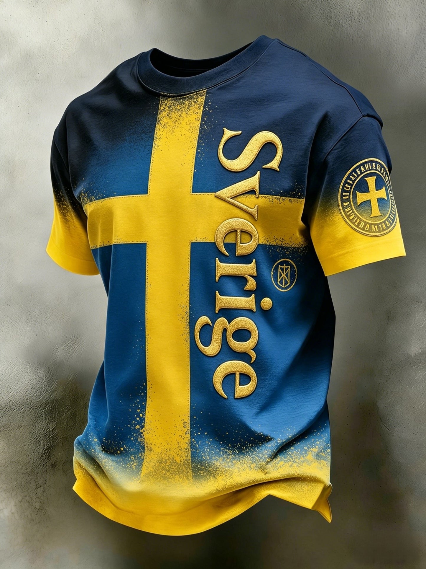 Retro Viking Swedish Football Flag Badge Short Sleeve T-Shirt