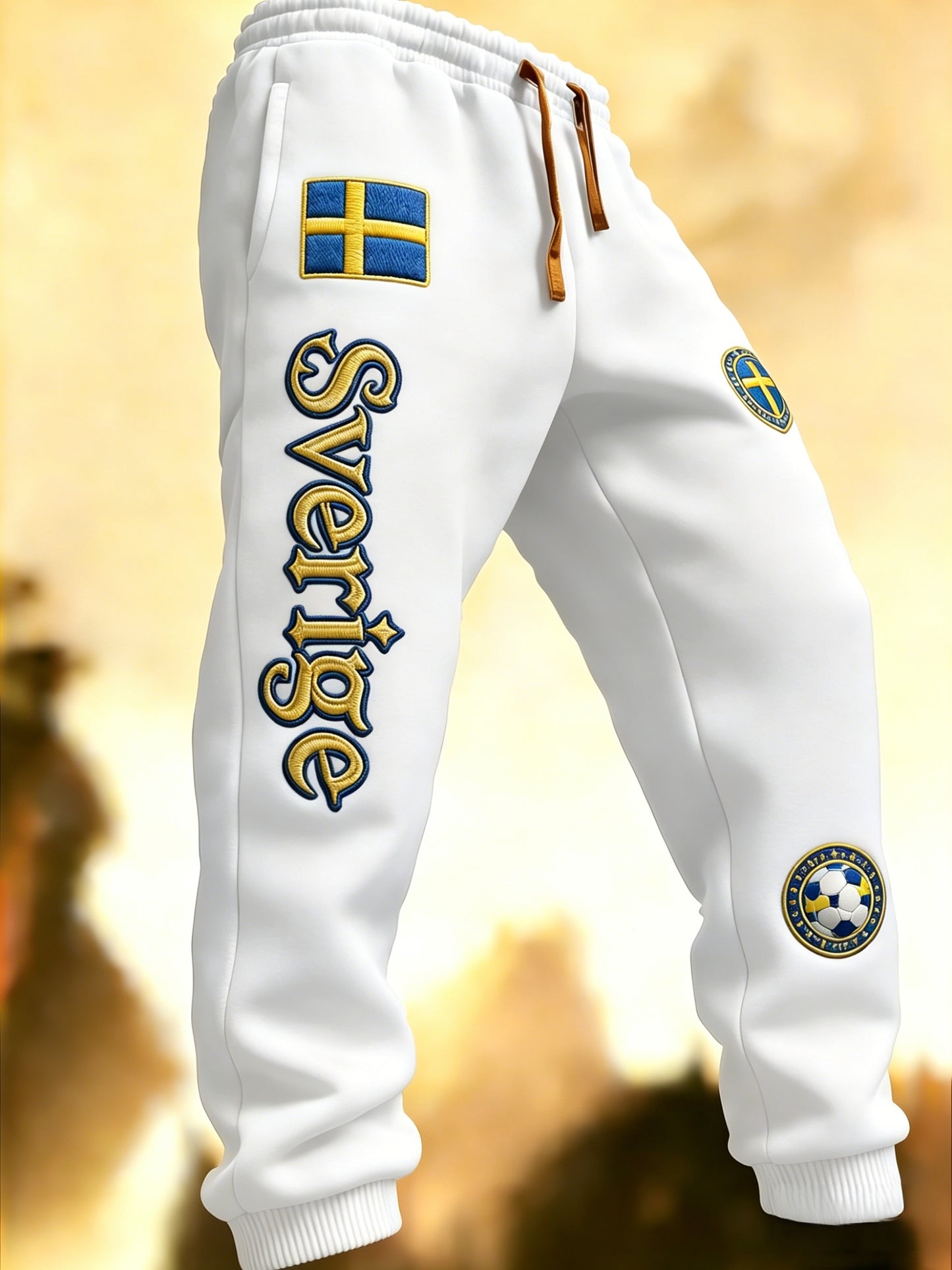 Men's Retro Viking Swedish Football Flag Patterned Casual Shorts