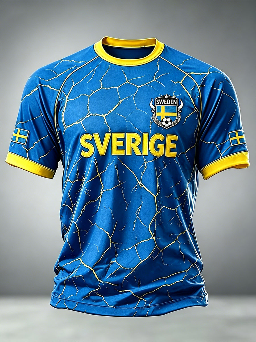Herrtröja med fotbollsmotiv och raglanärmar, med isspricksmönster