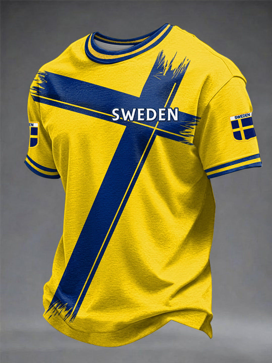 Herrtröja med svensk fotbollsprint
