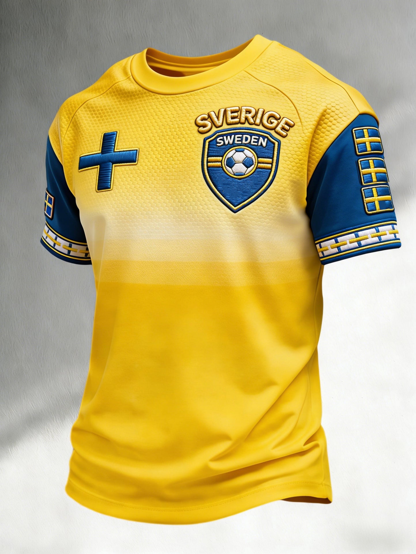 Retro Swedish Football Flag Badge Casual Short Sleeve T-Shirt