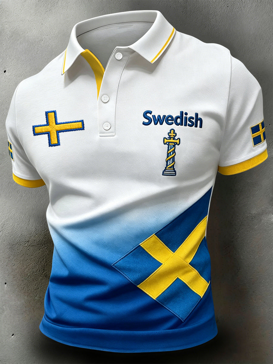 Retro Swedish Midsummer gradient art polo shirt