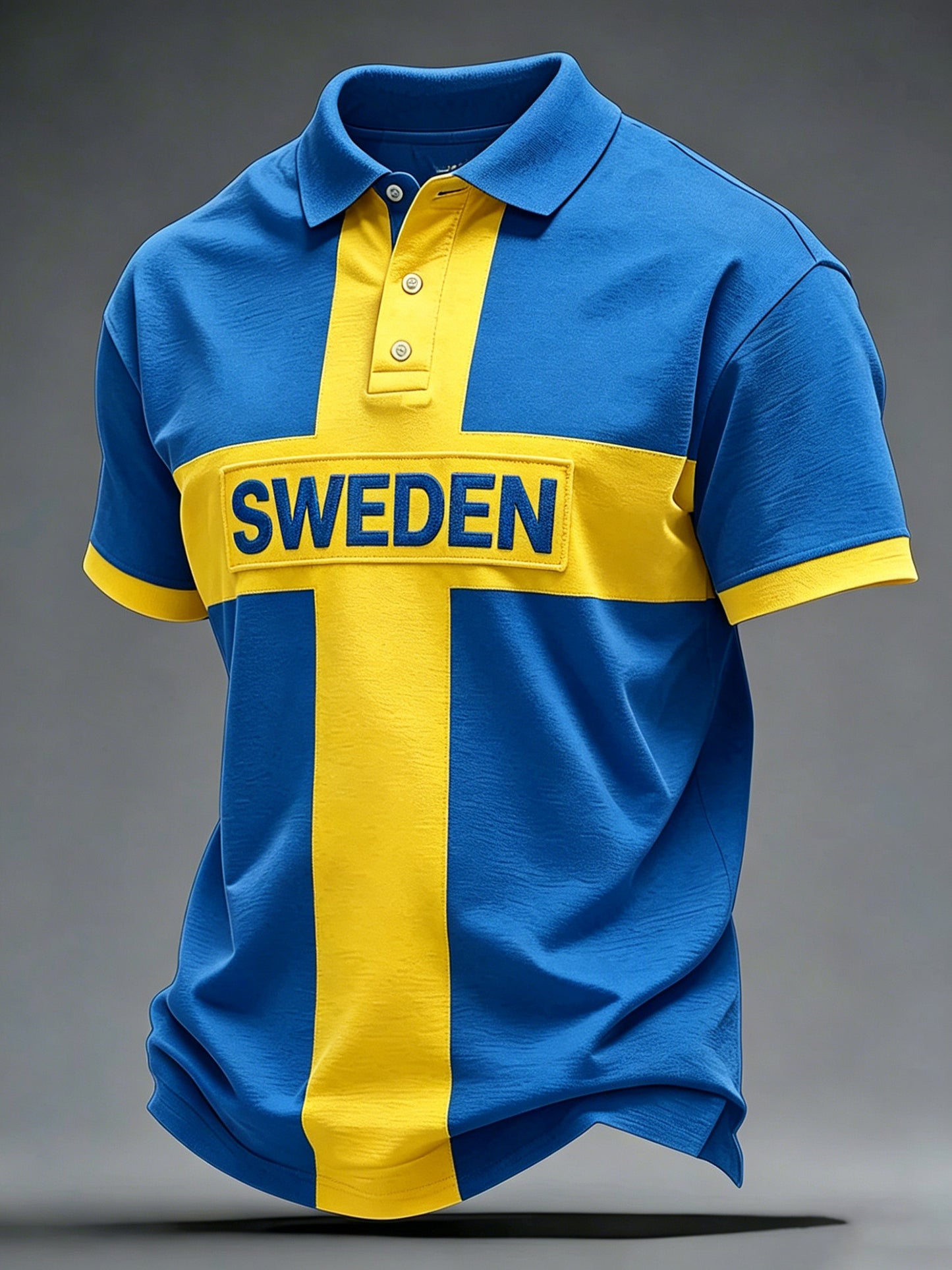 Men's polo shirt with an art print celebrating the Swedish Midsummer festival