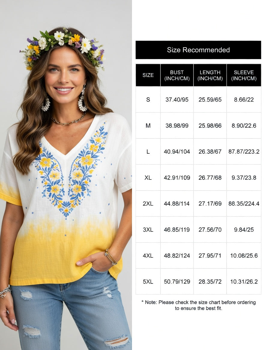 Damer Svensk midsommarfest minnesartprint T-shirt med V-ringning